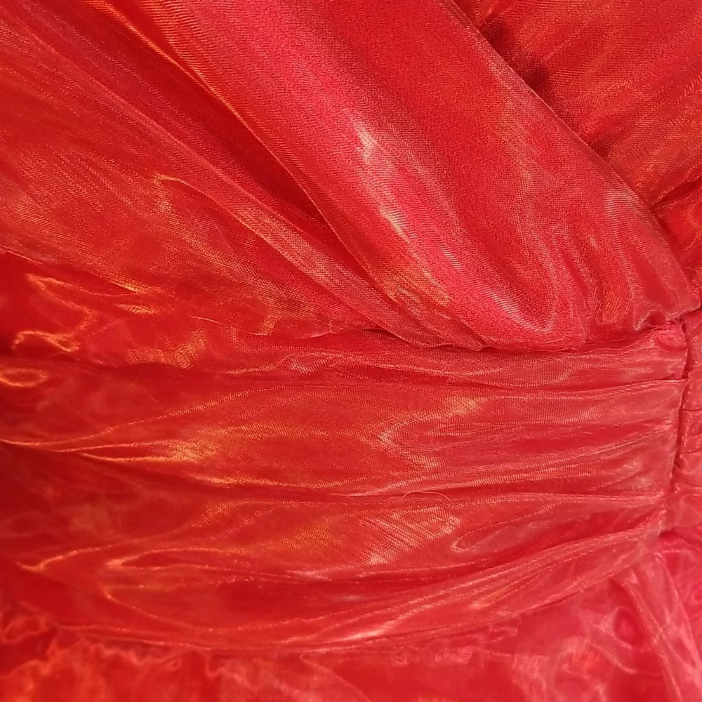 Organza Shimmering red dress approximate size 6 - Picture 9 of 17